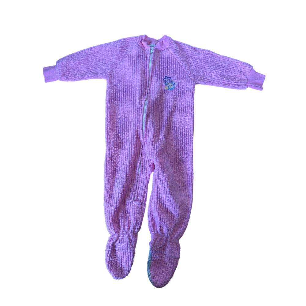 Vintage Carters pink ribbed footie sleeper